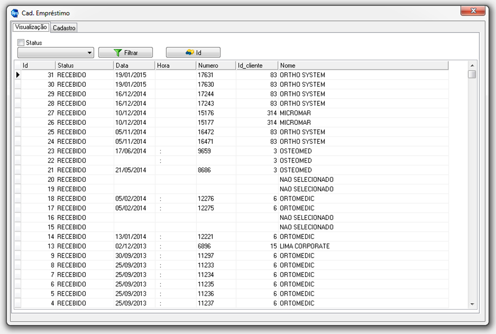 Cadastro de Emprestimo